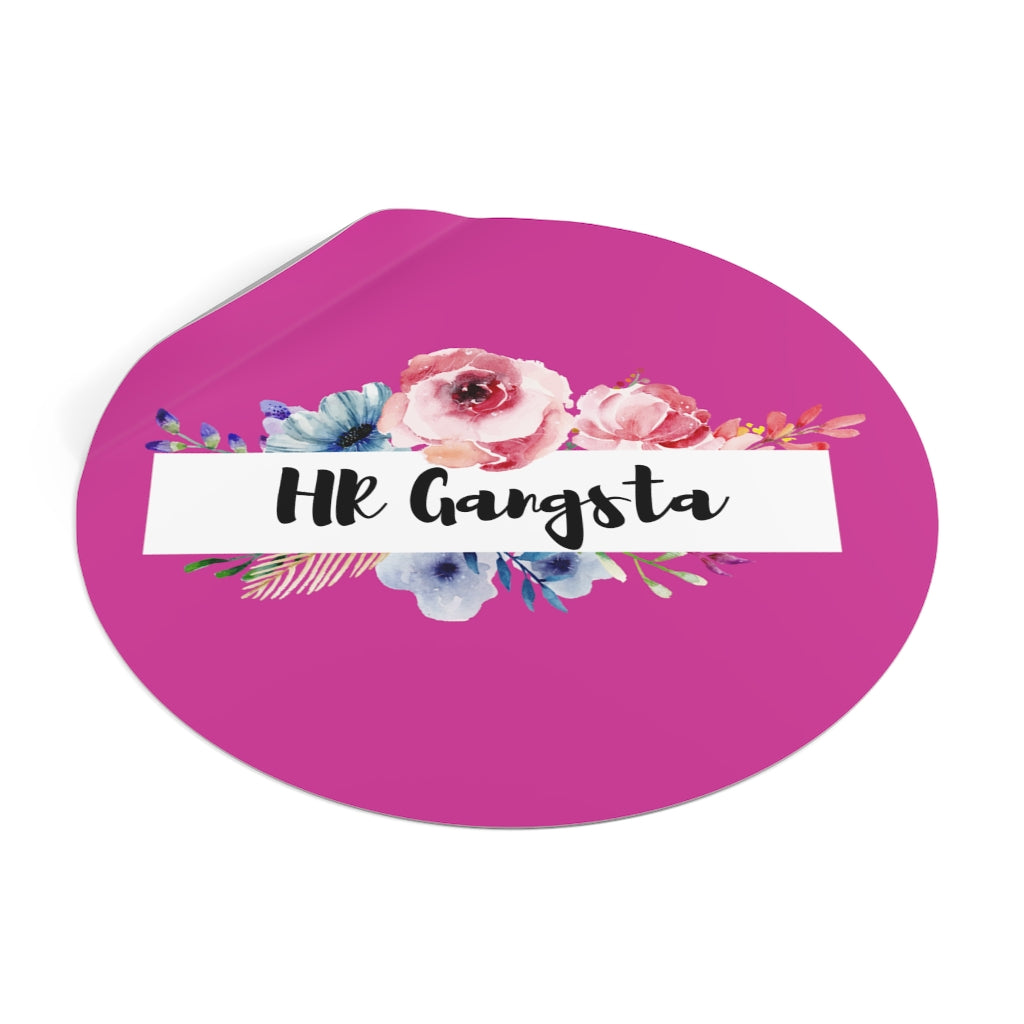 "HR Gangsta Floral" Round Vinyl Stickers