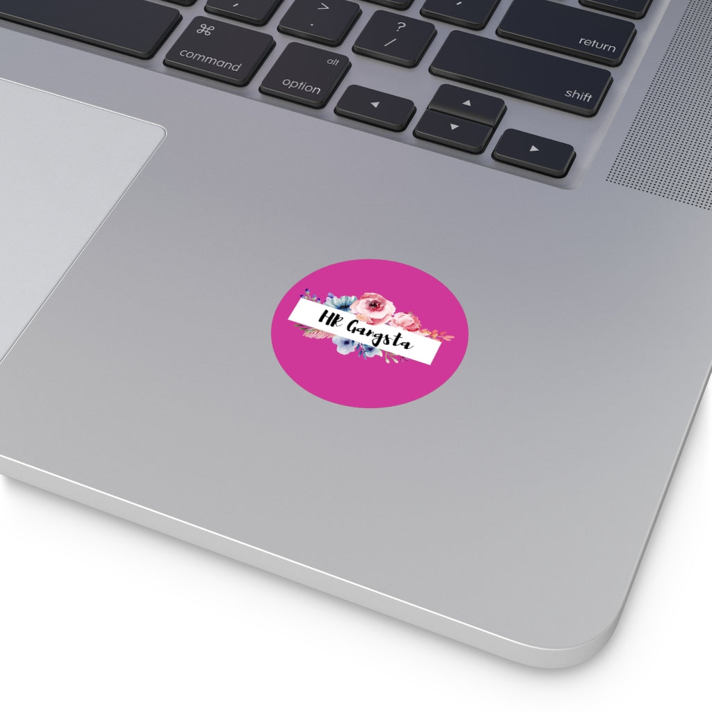 "HR Gangsta Floral" Round Vinyl Stickers