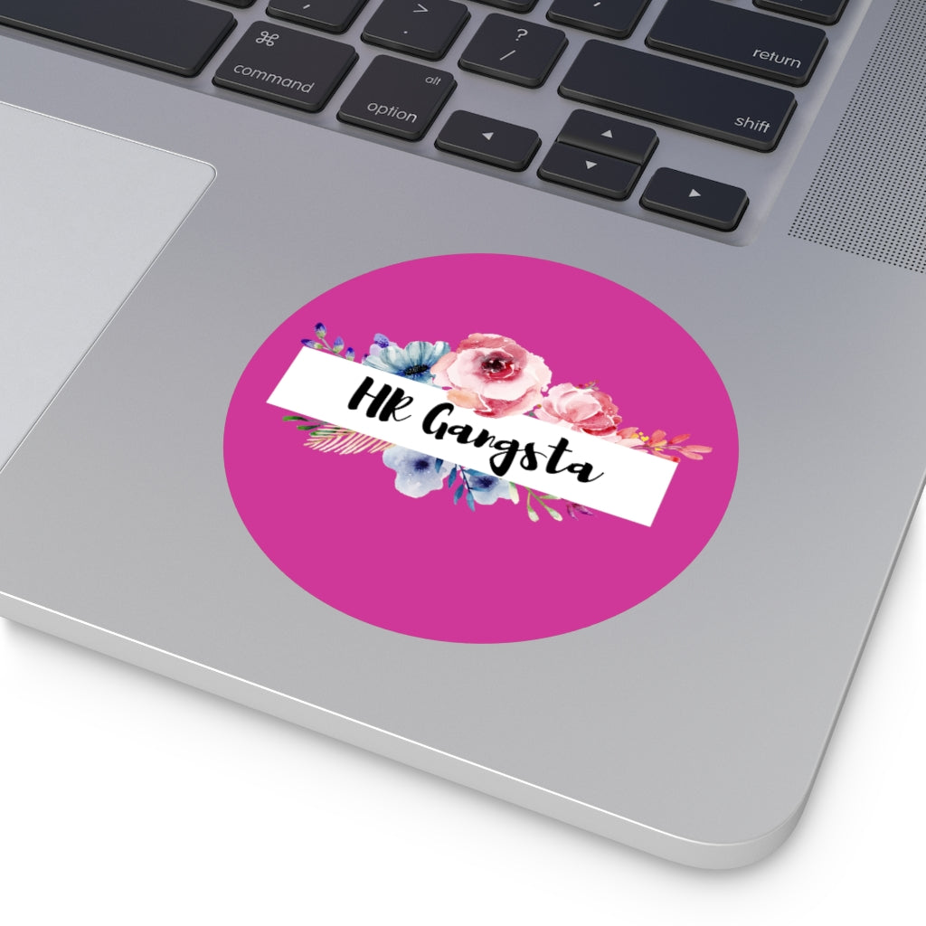 "HR Gangsta Floral" Round Vinyl Stickers