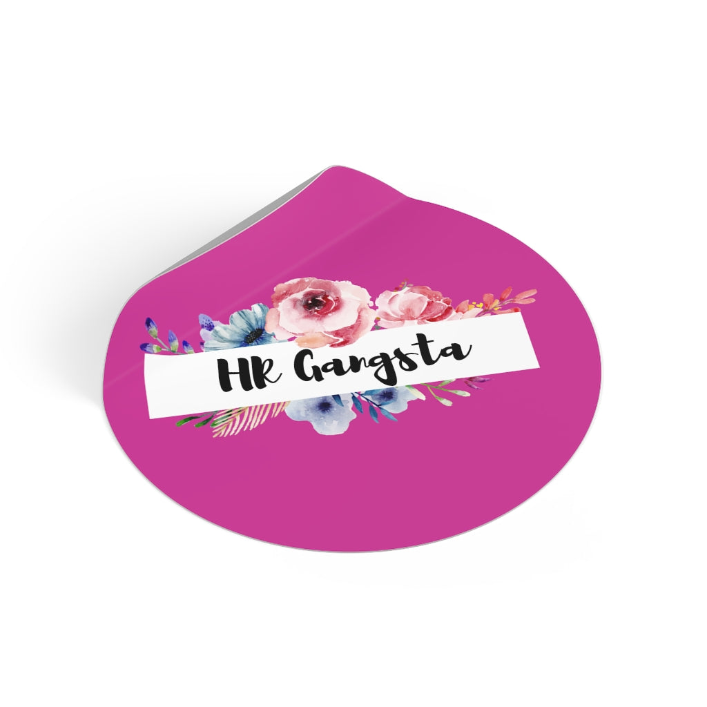 "HR Gangsta Floral" Round Vinyl Stickers