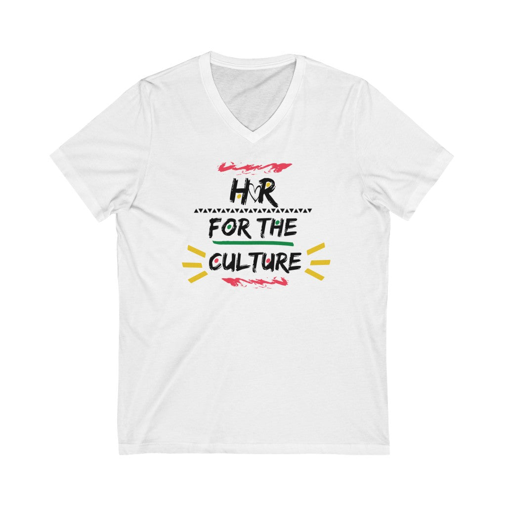 "HR for the Culture" Unisex Jersey Short Sleeve V-Neck Tee